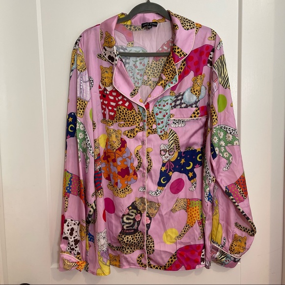 NWOT KAREN MABON Luxury Silk Pajama Set - Pink Leopards - Neiman Marcus 3XL - Picture 3 of 7
